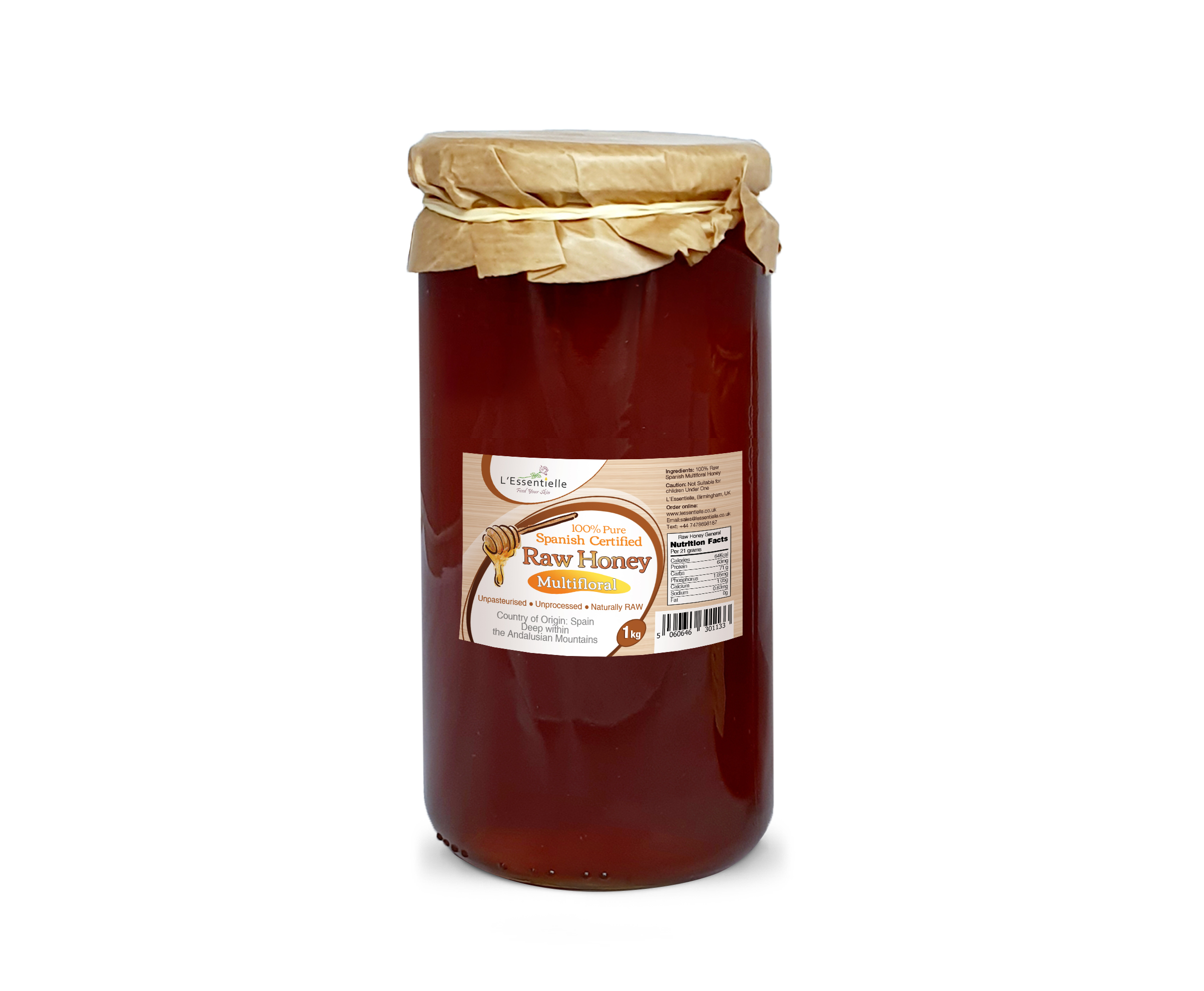 Raw MultiFloral Honey 1kg Glass Jar 100% Natural Spanish Mountain Unpasteurised